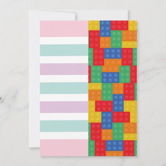 ユニコーン&ブロックジョイントボーイガール誕生日招待状 招待状 (裏面)