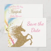 ユニコーン ベビーシャワー Save The Date ポストカード (正面/裏面)