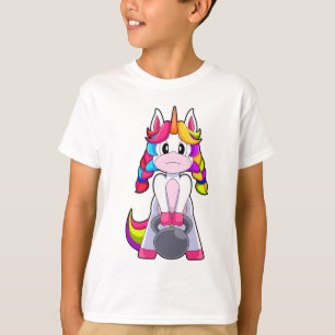 ユニコーン+ボディビルダー+ダンベル+ボディビル Tシャツ