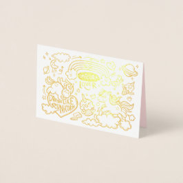 ユニコーン&ポニー誕生日カード 箔カード