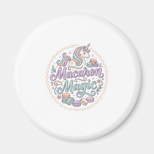 ユニコーン マカロン マジック 幻想的なTシャツデザイン_1 マグネット (正面)