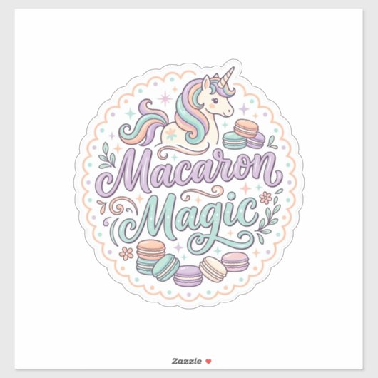 ユニコーン マカロン マジック 幻想的なTシャツ デザイン_1 シール (シート)