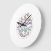 ユニコーン マカロン マジック 幻想的なTシャツ デザイン_1 ラージ壁時計 (傾斜)