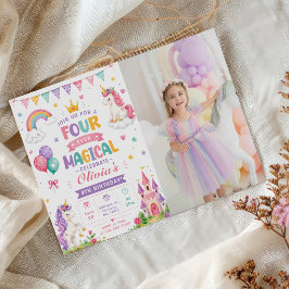ユニコーン マジカル 4歳の誕生日パーティーの写真 招待状