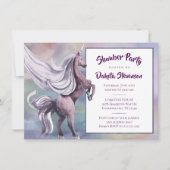 ユニコーン・マジック | カラフルなパステルカラーのおやすみ会 誕生日 招待状 (正面)