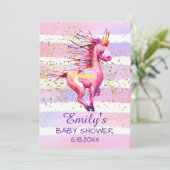 ユニコーン・マジック・水彩ガール・ベイビーシャワー 招待状 (スタンド正面)
