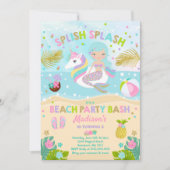 ユニコーン&マーメイドビーチパーティの招待状 招待状 (正面)