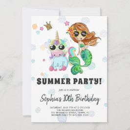 ユニコーン＆マーメイド プールパーティー招待状 招待状