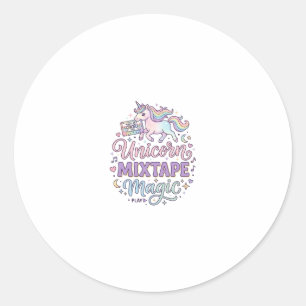 ユニコーン・ミックステープ・マジック かわいいステッカーとTシャツデザイン ラウンドシール