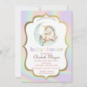 ユニコーン,ムーンホログラフィックベビーシャワー 招待状 (正面)