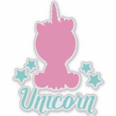 ユニコーン，ユニコーンシルエット，かわいいユニコーン，スター シール (正面)