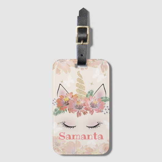 ユニコーン,ユニコーン顔パーソナライズされた, ラゲッジタグ (正面縦)