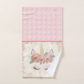 ユニコーン,ユニコーン顔,パーソナライズされた,ガーリー,フローラ バスタオルセット (ハンドタオル)