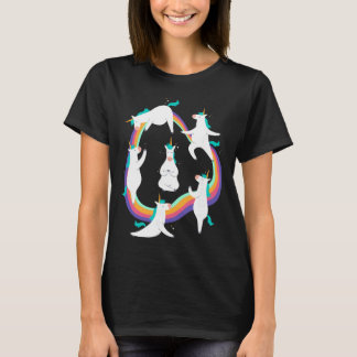 ユニコーン ヨガ サンサルテーション ポーズ レインボー ミーム Tシャツ