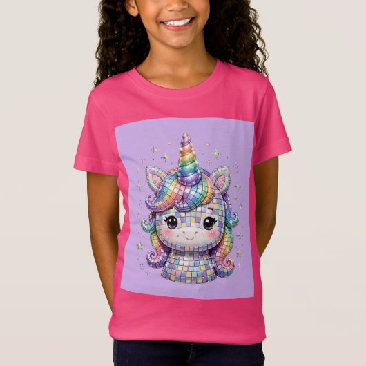 ユニコーン - ラベンダー背景 Tシャツ (正面)