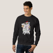 ユニコーン・ラマのクリスマス雪の冬の動物 スウェットシャツ (正面フル)