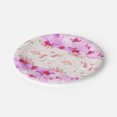 ユニコーン&ラン，虹，花，パーティー ペーパープレート (アングル)