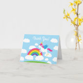 ユニコーン&レインボウズかわいい1st誕生日パーティーテーマ カード (黄色い花)