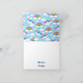 ユニコーン&レインボウズかわいい1st誕生日パーティーテーマ カード (内部)