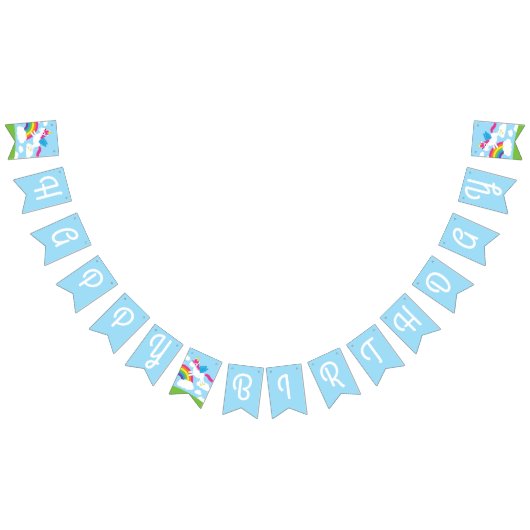 ユニコーン&レインボウズかわいい1st誕生日パーティーテーマ バンティングフラッグ (全)