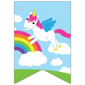 ユニコーン&レインボウズかわいい1st誕生日パーティーテーマ バンティングフラッグ (第1の旗)