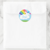 ユニコーン&レインボウズ子供の誕生日パーティーかわいい ラウンドシール (バッグ)