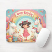 ユニコーン&レインボーと女の子誕生日 マウスパッド (マウス)