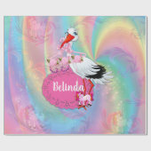 ユニコーン、レインボーらせん状のためのかわいこちゃんパイ女の子。 ラッピングペーパー (フラット)