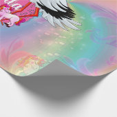 ユニコーン、レインボーらせん状のためのかわいこちゃんパイ女の子。 ラッピングペーパー (角)