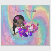 ユニコーン、レインボーらせん状のためのかわいこちゃんパイ女の子。 ラッピングペーパー (フラット)