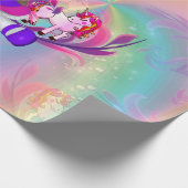 ユニコーン、レインボーらせん状のためのかわいこちゃんパイ女の子。 ラッピングペーパー (角)