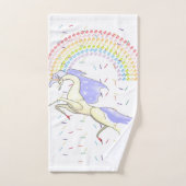 ユニコーン，レインボーカラフルルのタオル バスタオルセット (ハンドタオル)