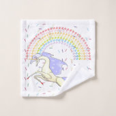 ユニコーン，レインボーカラフルルのタオル バスタオルセット (ウォッシュタオル)