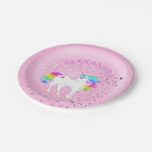 ユニコーン・レインボーピンクのかわいい誕生日 ペーパープレート (アングル)