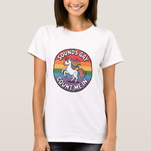 ユニコーン レインボーフラッグ LGBT サウンド ゲイ カウントミーイン Tシャツ