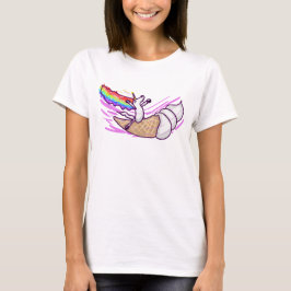 ユニコーン レインボー乗馬アイスクリームコーン Tシャツ