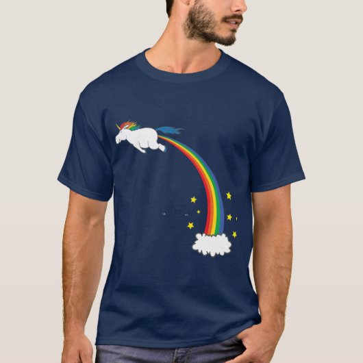 ユニコーン+レインボー+おなら+友達 Tシャツ (正面)