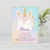 ユニコーン レインボー ケーキ 誕生日 招待状 (スタンド正面)