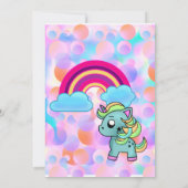 ユニコーン レインボー スパークル パステル マジック バースデー 招待状 (裏面)