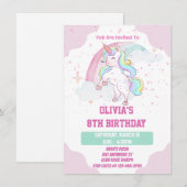 ユニコーン レインボー スパークル 誕生日招待状 招待状 (正面/裏面)