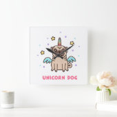 ユニコーン・レインボー・ドッグ スクエア壁時計 (ホーム)