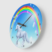 ユニコーン、レインボー&バブル ラージ壁時計 (傾斜)