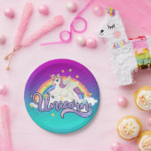 ユニコーン+レインボー+バースデー+魔法+夢のある ペーパープレート (パーティー)