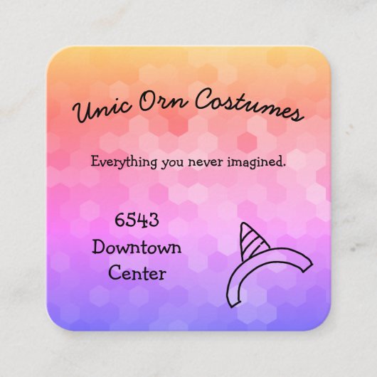 ユニコーン・レインボー・ビジネス・カード スクエア名刺 (正面)