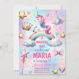 ユニコーン レインボー マジカルデイ バースデーパーティ 招待状