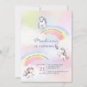 ユニコーン レインボー マジカル バースデー 招待状 (正面)