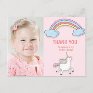 ユニコーン レインボー 子供の写真 誕生日 ありがとう ポストカード