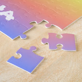 ユニコーン レインボー 水彩画 モノグラム 名前 ジグソーパズル (側面)