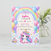ユニコーン レインボー 誕生日招待状 招待状 (スタンド正面)