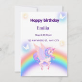 ユニコーン レインボー 誕生日 インビテーション (正面)
